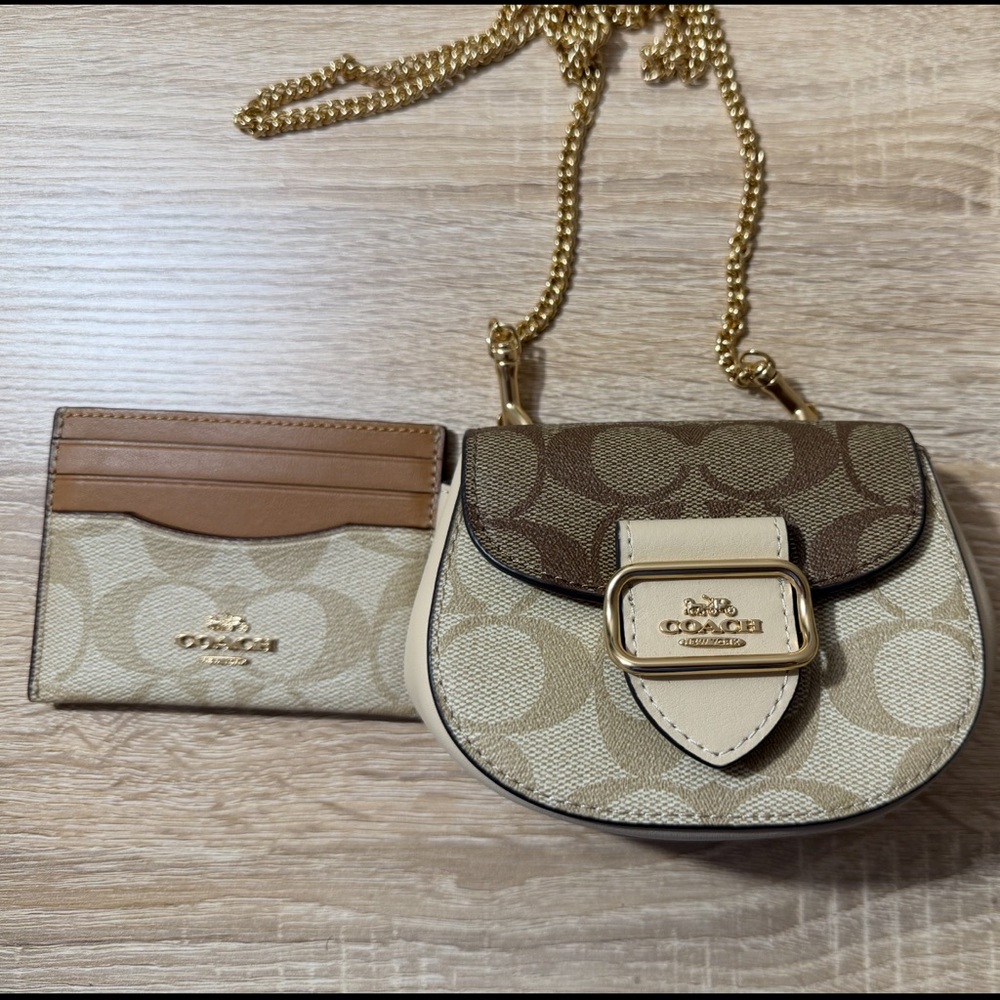 Coach Tan and Cream Mini Crossbody Bag